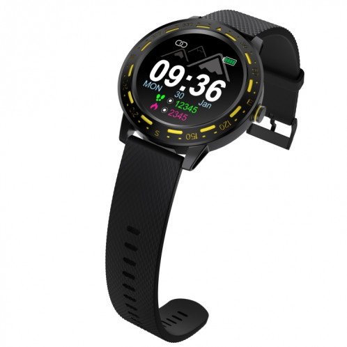S18 1,3 pouces écran TFT IP67 Bracelet de montre intelligente étanche, moniteur de sommeil de soutien / moniteur de fréquence cardiaque / surveillance de la pression artérielle (noir jaune) SH001A900-013