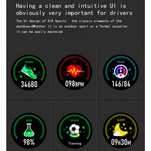 S18 1,3 pouces écran TFT IP67 Bracelet de montre intelligente étanche, moniteur de sommeil de soutien / moniteur de fréquence cardiaque / surveillance de la pression artérielle SH001E1222-013