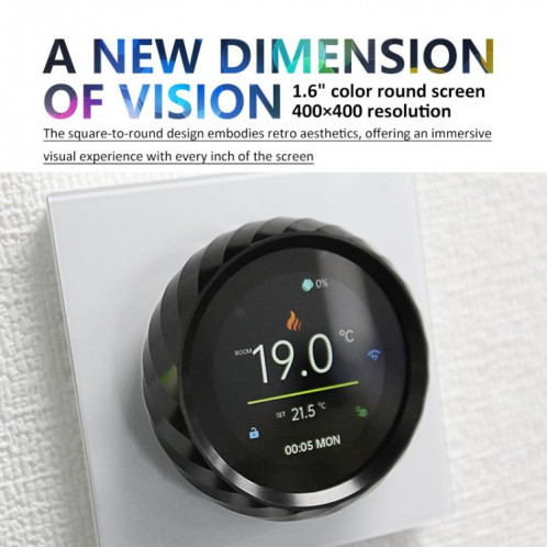 Thermostat à bouton fileté pour chauffage électrique BHT-2007-P16-GB, écran couleur TFT 1,6 pouce (blanc et noir) SH802A201-013