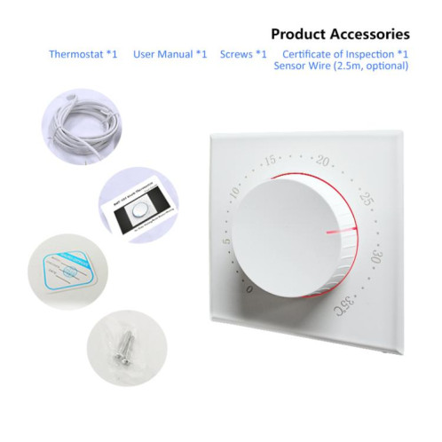 Thermostat intelligent sans écran pour chauffage électrique BHT-101GBL avec indicateur LED bicolore (blanc) SH002A1245-010