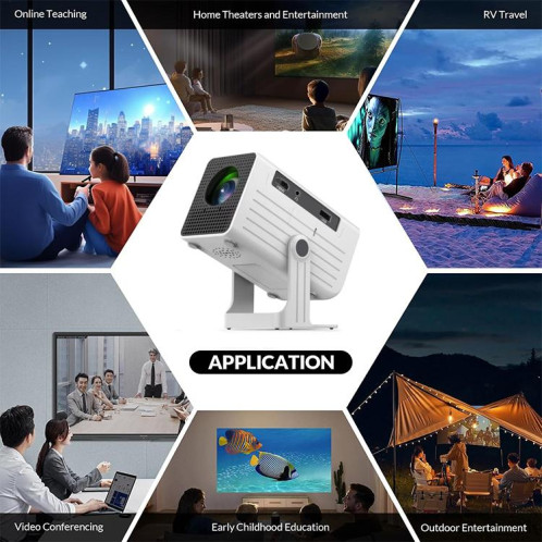 Mini projecteur intelligent N6 1280 x 720p 70ANSI Android 11.0, (blanc) SH904B1480-09