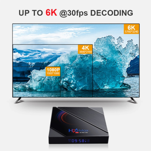 H96 MAX 6K ULTRA HD Smart TV Boîte avec télécommande, Android 10.0, ALLWINNER H616 ALLWINNER H616 ARM CORE CORTEX-A53, 2GB + 16 Go, Carte TF / USBX2 / AV / HDMI / WiFi, Plug UK SH28021122-013