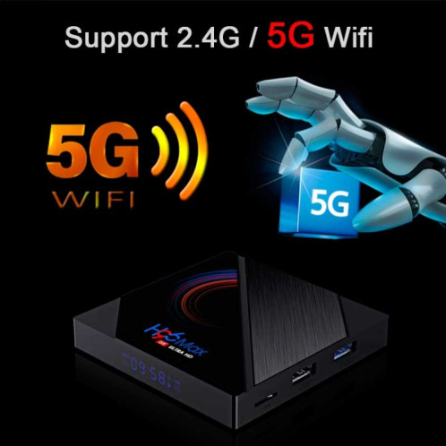 Boîte de télévision intelligente H96 Max 6K Ultra HD avec télécommande, Android 10.0, ALLWINNER H616 ARM CORE CORTEX-A53, 2GB + 16 Go, Carte de support TF / USBX2 / AV / HDMI / WiFi, Plug UA SH28041643-013