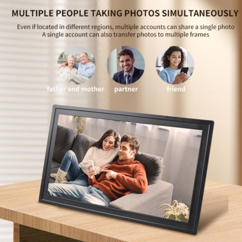 Cadre photo Cloud avec écran LCD 18,5 pouces, 1 Go + 32 Go, processeur quad-core 3126C, Android 6.0, prise américaine (noir) SH002B793-08