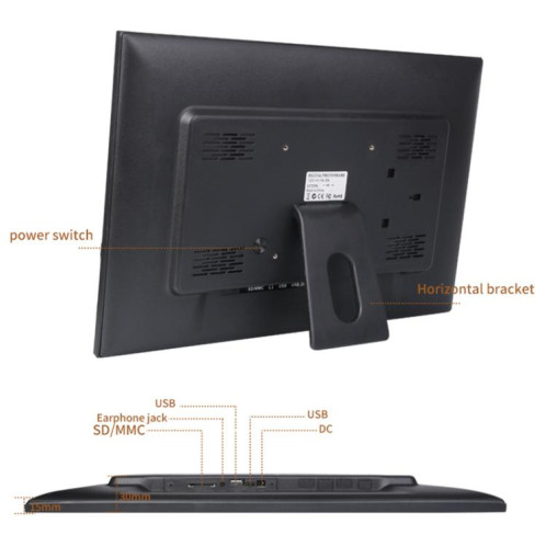 Cadre photo Cloud avec écran LCD 18,5 pouces, 1 Go + 32 Go, processeur quad-core 3126C, Android 6.0, prise américaine (noir) SH002B793-08
