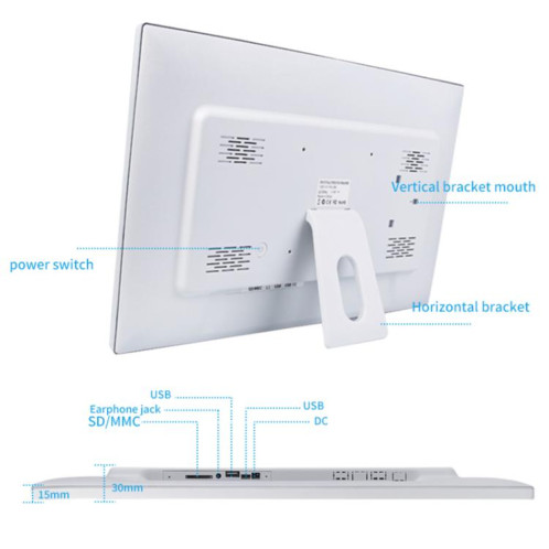 Cadre photo Cloud avec écran LCD 21,5 pouces, 1 Go + 32 Go, processeur quad-core 3326C, Android 7.0, (noir) SH101B1008-08