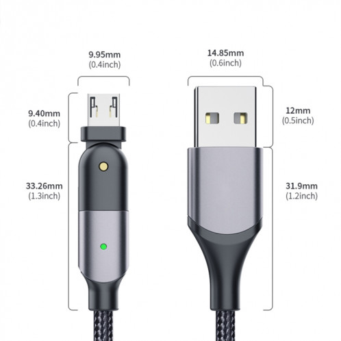 FXCM-WY09 2.4A USB vers Micro USB Câble de charge coude rotatif à 180 degrés, longueur: 1,2 m (rouge) SH001B654-016