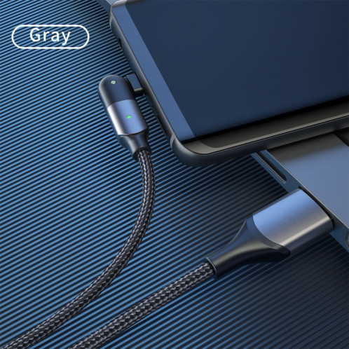 FXCM-WYA0G 2.4A USB vers Micro USB Câble de charge coude rotatif à 180 degrés, longueur: 2 m (gris) SH002A1635-016