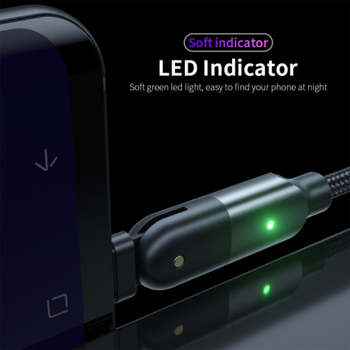 ZFXCT-WY0G 3A USB vers USB-C / Type-C Câble de charge coude rotatif à 180 degrés, longueur: 1,2 m (gris) SH201A430-016