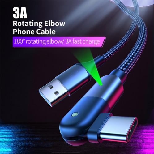 ZFXCT-WY09 3A USB vers USB-C / Type-C Câble de charge coude rotatif à 180 degrés, longueur: 1,2 m (rouge) SH201B1844-016