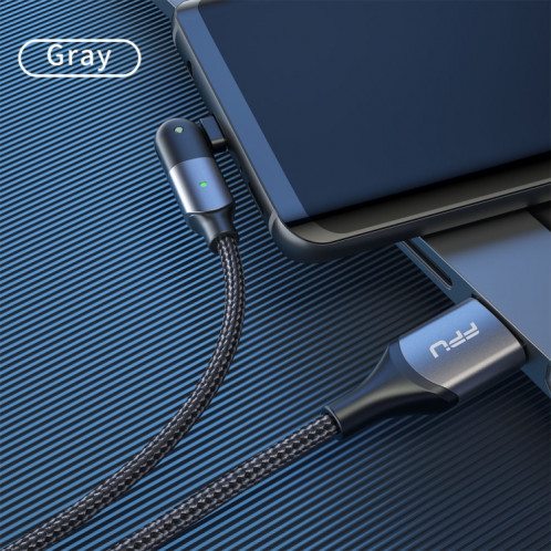 ZFXCT-WYA0G 3A USB vers USB-C / Type-C Câble de charge coude rotatif à 180 degrés, longueur: 2 m (gris) SH202A481-016