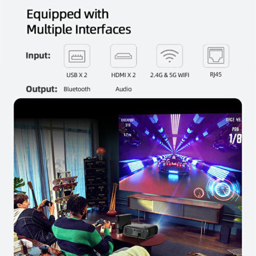 Projecteur intelligent AUN AKEY9S 1080P 1000ANSI Autofocus WIFI, prise britannique (noir) SA302A826-018