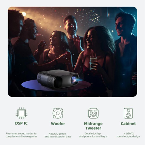 Projecteur intelligent AUN AKEY9S 1080P 1000ANSI Autofocus WIFI, prise britannique (noir) SA302A826-018