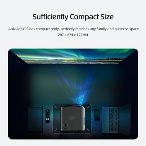 Projecteur intelligent AUN AKEY9S 1080P 1000ANSI Autofocus WIFI, (Noir) SA304A298-018