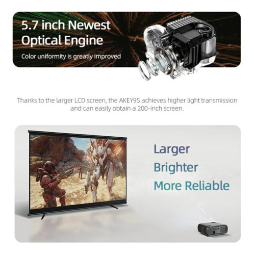 Projecteur intelligent AUN AKEY9S 1080P 1000ANSI Autofocus WIFI, prise britannique (noir) SA302A826-018
