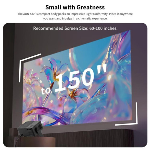 Projecteur intelligent AUN A32 Pro 1280x720P 300ANSI Android 13, écran WIFI, (noir) SA304A306-010