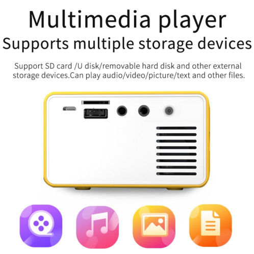 T300 25ansi LED Portable Home Multimedia Game Projecteur, US Plug (Yellow) SH601B1456-014