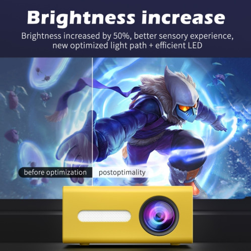 T300 25ansi LED Portable Home Multimedia Game Projecteur, US Plug (Yellow) SH601B1456-014
