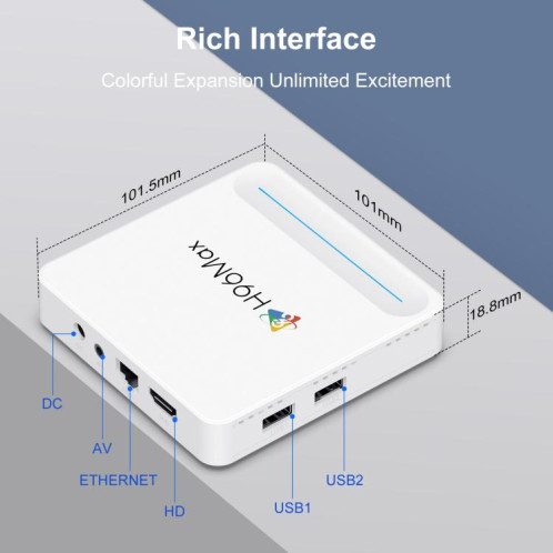 Boîtier TV intelligent H96 Max H618 Plus Android 14.0, 4 Go + 64 Go, Allwinner H618 Quad-core ARM Cortex-A53 () SH103B454-012