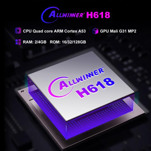 Boîtier TV intelligent H96 Max H618 Plus Android 14.0, 4 Go + 64 Go, Allwinner H618 Quad-core ARM Cortex-A53 () SH103B454-012
