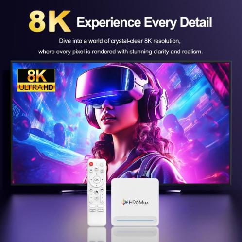 Boîtier Smart TV H96 Max H618 Plus Android 14.0, 4 Go + 32 Go, Allwinner H618 Quad-core ARM Cortex-A53 () SH102B981-012
