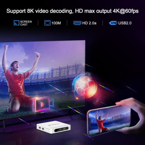 Boîtier Smart TV H96 Max H618 Plus Android 14.0, 4 Go + 32 Go, Allwinner H618 Quad-core ARM Cortex-A53 () SH102B981-012