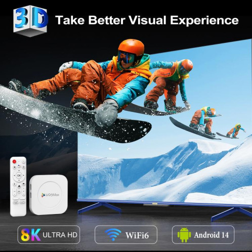 Boîtier TV intelligent H96 Max M1 Plus Android 14.0, 4 Go + 64 Go, processeur RK3528 quad-core ARM Cortex-A53 () SH503B1741-013