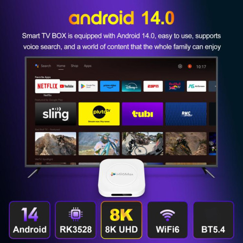 Boîtier TV intelligent H96 Max M1 Plus Android 14.0, 2 Go + 16 Go, processeur RK3528 quad-core ARM Cortex-A53 () SH501B509-013