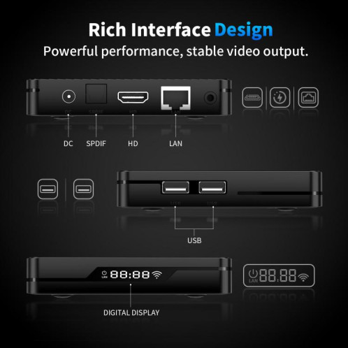 Boîtier Smart TV X88 Pro X5M Android 14.0, 2 Go + 16 Go, S905X5M 2,0 GHz 64 bits Quad-core Cortex-A55 () SH901B1363-09
