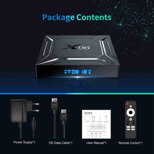 Boîtier Smart TV X96 M200 YB951 Android 14.0, 2 Go + 16 Go, processeur Amlogic S905X5M quad-core ARM Cortex A55 () SH201B1943-011