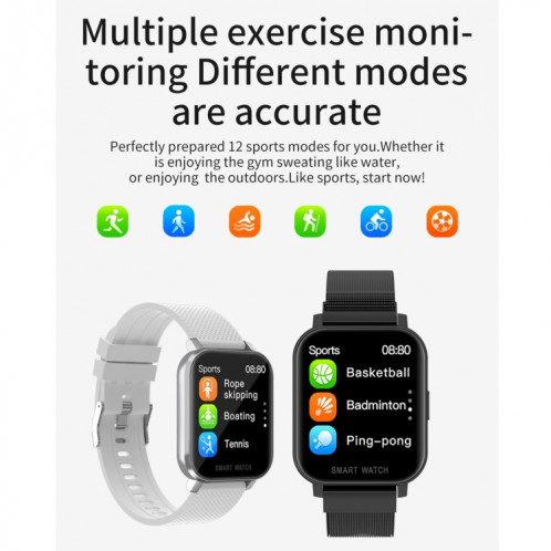 MT28 1,54 pouces écran TFT IP67 étanche Business Sport bande de silicone montre intelligente, moniteur de sommeil de soutien / moniteur de fréquence cardiaque / surveillance de la pression artérielle (blanc) SH401B1648-015