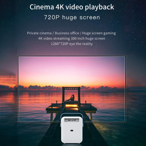 Projecteur portable HD Android CYS2, home cinéma intelligent, 1 Go + 8 Go, Amlogic T950s, prise britannique (blanc bleu) SH904A1415-013