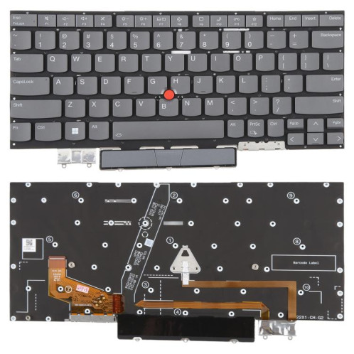 Clavier rétroéclairé pour ordinateur portable Lenovo Thinkpad X1 YOGA 6TH 2021 (version américaine) (gris) SH401A1102-05