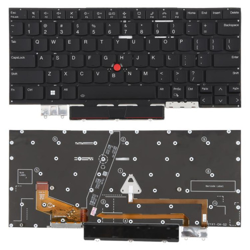 Clavier rétroéclairé pour ordinateur portable, version américaine, avec pointage, pour Lenovo IBM ThinkPad X1C X1 Carbon 9e Gen9 10e Gen10 2021/2022 TP00129A TP00129B (noir) SH401A919-05