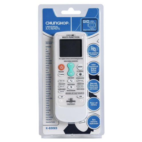 Télécommande universelle pour climatiseur CHUNGHOP K-830ES avec fonction d'appairage des boutons de marque SC01391594-04