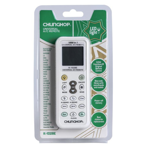 Télécommande universelle pour climatiseur CHUNGHOP K-1028E avec lampe torche SC0143300-04