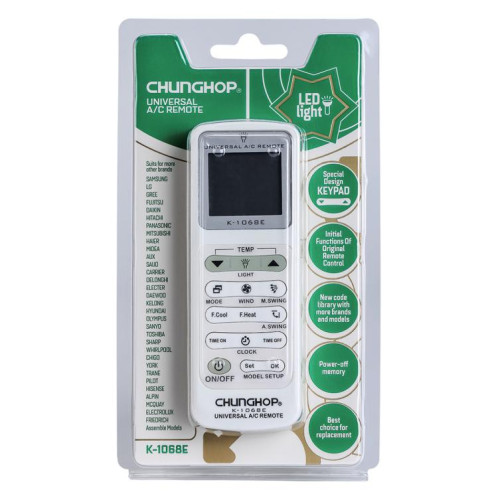 Télécommande universelle pour climatiseur CHUNGHOP K-1068E avec lampe torche SC01471189-05