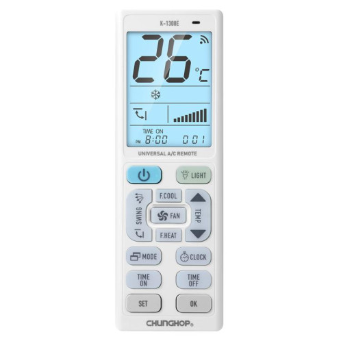 Télécommande universelle pour climatiseur CHUNGHOP K-1308E avec lampe torche et rétroéclairage LCD SC0151626-06