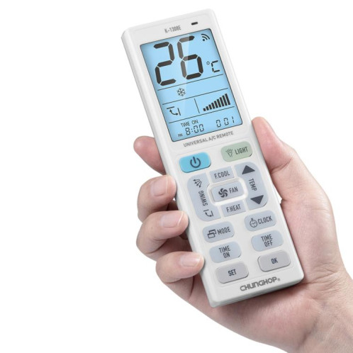 Télécommande universelle pour climatiseur CHUNGHOP K-1308E avec lampe torche et rétroéclairage LCD SC0151626-06