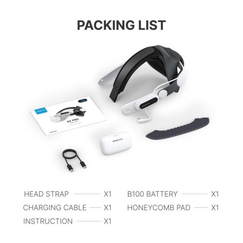 Sangle de tête VR BOBOVR E3 Pro pour Meta Quest 3S/3 avec batterie B100 SH01671496-06