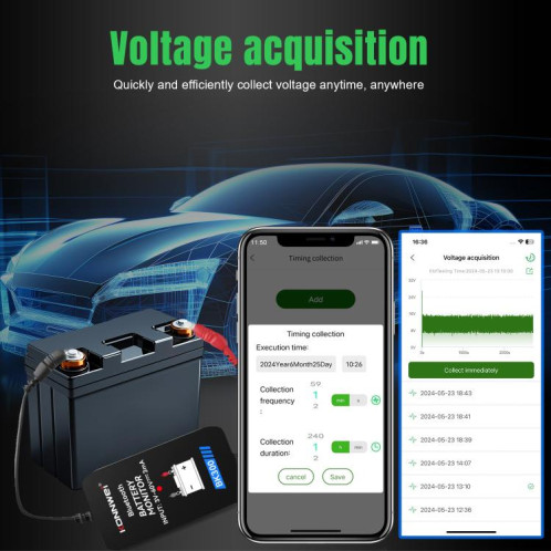 Outil de diagnostic de batterie de voiture KONNWEI BK300 6 V/12 V/24 V Bluetooth 5.0 (noir) SK501A394-020