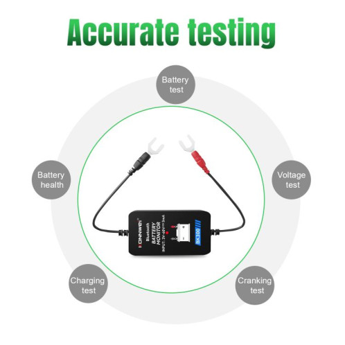 Outil de diagnostic de batterie de voiture KONNWEI BK300 6 V/12 V/24 V Bluetooth 5.0 (noir) SK501A394-020