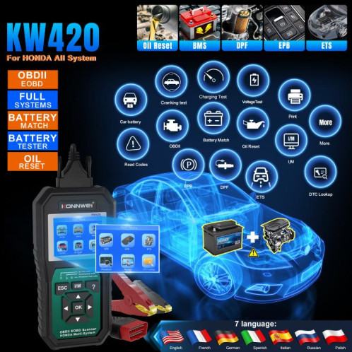 Outil de diagnostic de panne OBD2 pour voiture KONNWEI KW420, écran couleur 2,8 pouces, pour Honda (noir et vert) SK801A1742-022