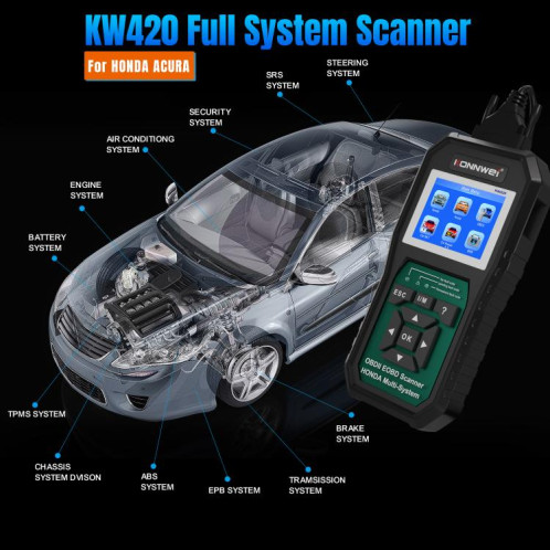 Outil de diagnostic de panne OBD2 pour voiture KONNWEI KW420, écran couleur 2,8 pouces, pour Honda (noir et vert) SK801A1742-022
