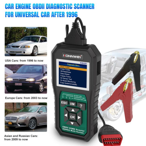 Outil de diagnostic de panne OBD2 pour voiture KONNWEI KW420, écran couleur 2,8 pouces, pour Honda (noir et vert) SK801A1742-022