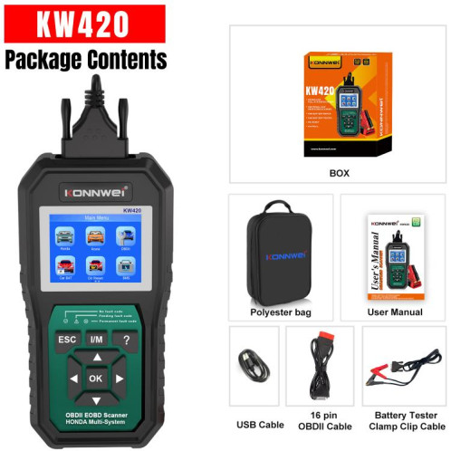 Outil de diagnostic de panne OBD2 pour voiture KONNWEI KW420, écran couleur 2,8 pouces, pour Honda (noir et vert) SK801A1742-022