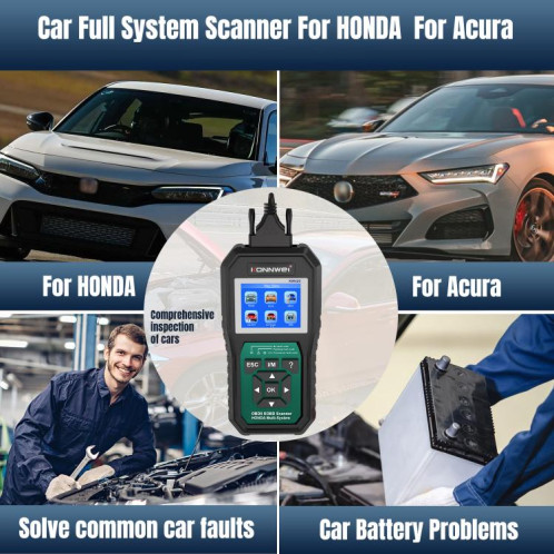 Outil de diagnostic de panne OBD2 pour voiture KONNWEI KW420, écran couleur 2,8 pouces, pour Honda (noir et vert) SK801A1742-022