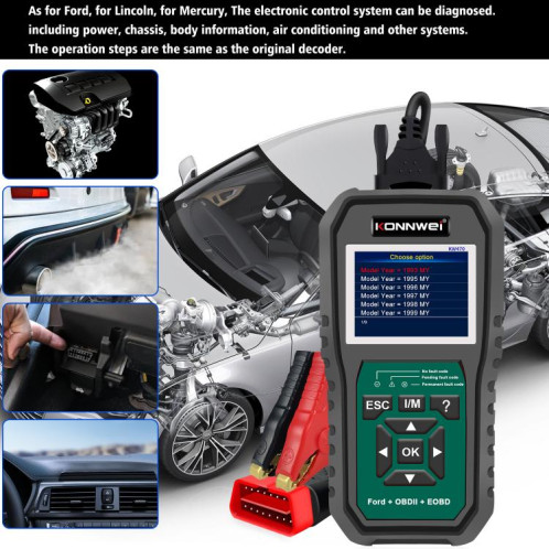 Outil de diagnostic de panne OBD2 pour voiture KONNWEI KW470, écran couleur 2,8 pouces, pour Ford (noir et vert) SK101A648-043