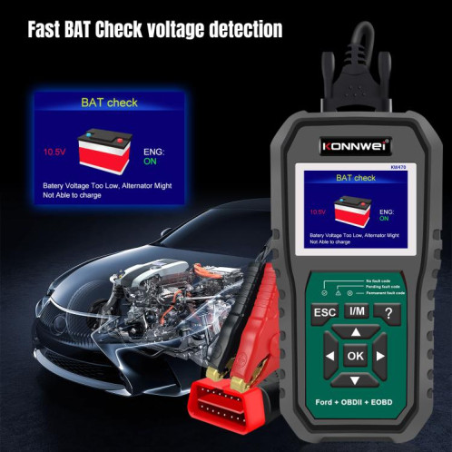 Outil de diagnostic de panne OBD2 pour voiture KONNWEI KW470, écran couleur 2,8 pouces, pour Ford (noir et vert) SK101A648-043