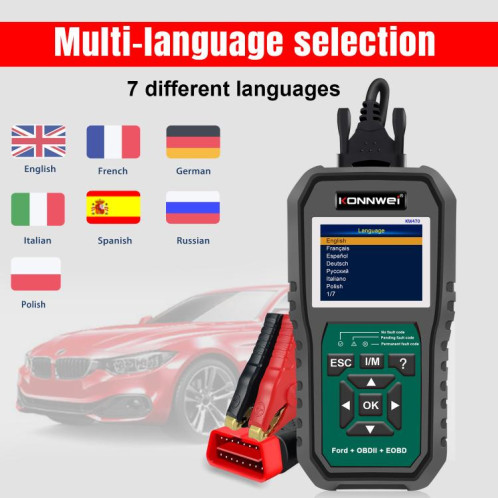 Outil de diagnostic de panne OBD2 pour voiture KONNWEI KW470, écran couleur 2,8 pouces, pour Ford (noir et vert) SK101A648-043